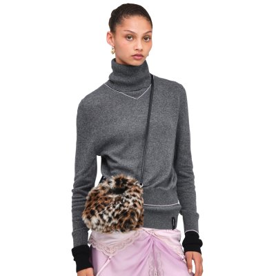 THE MICRO CROSSBODY SACK BAG IN LEOPARD FAUX FUR